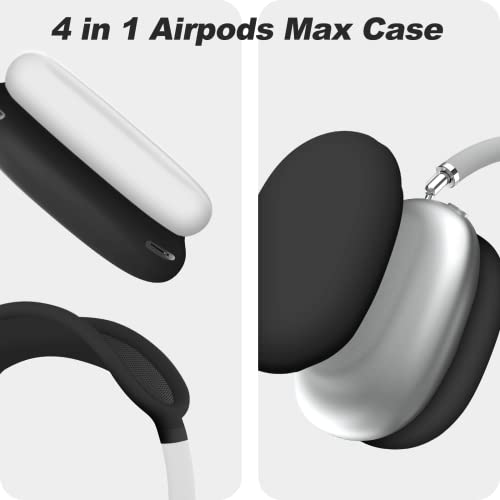 [4 In 1] Vsagier Silicone Case For Airpod Max,Ear Pad Case Cover/Ear Cups Cover/Headband Cover,Skin Anti-Scratch, Accessories Ultra Protective Cover For Apple Airpods Max(Black) #TOP4