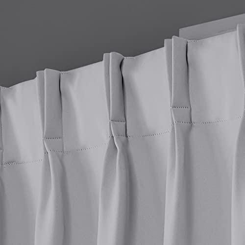 Magic Drapes Pinch Pleat Drapes Blackout Curtains For Bedroom Living Room Thermal Insulated Room Darkening Patio Door Window Curtain With Tiebacks & Hooks W(21"+21") L63 (2 Panels Combined, Silver) #TOP1