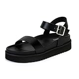 Yavero Womens Platform Sandals Open Toe Summer Sandals Low Wedge Sandals Black 6