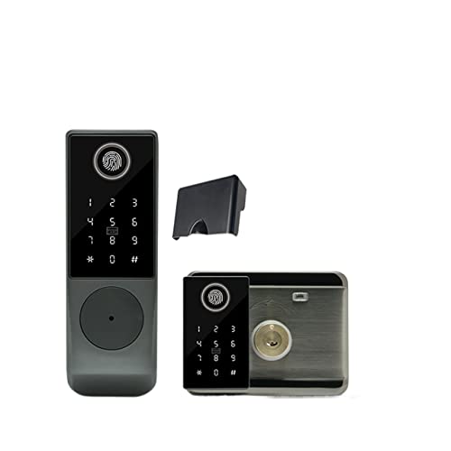 Serratura intelligente, TUYA Impronte digitali Carta magnetica Password Chiave Sblocco remoto Cortile Appartamento Serratura intelligente impermeabile esterna per porta d'ingresso(Double no app)