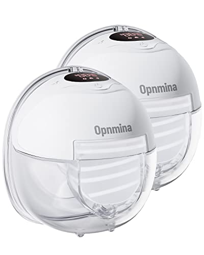 Image of Opnmina Wearable Hands-Free Breast Pump, Double Electric Breast Pumps, Breastfeeding for Mom Wireless & Portable,with Precision LCD Display – 2 Pack White
