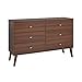 Prepac Milo Mid-Century Modern 6 Drawer Double Dresser for Bedroom, Wide Chest of Drawers, Contemporary Bedroom Furniture, 16.75