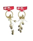 Jingle Bells Christmas Holiday Door Knob Hanger Decoration - Set of 2 (Gold)
