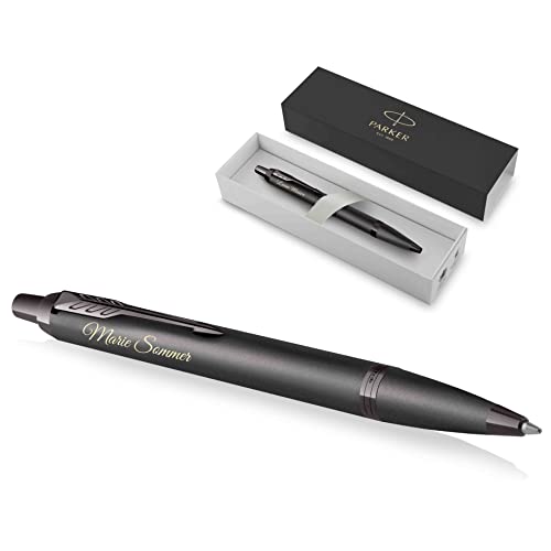 PARKER IM Monochrome Kugelschreiber mit Gravur | Premium Stift | Geschenkbox | blaue Tinte | personalisiertes Geschenk | Namen | graviert | Jahrestag | Geburtstag | Geschenkidee (Bronze)