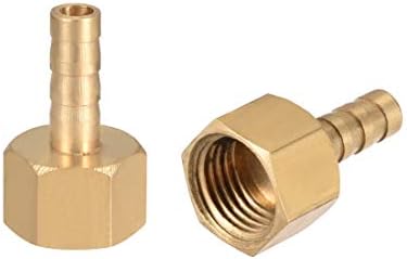 sourcing map Brass Hose Barb Fitting Connector, 6mm Barb G1/4 Female Thread Pipe Adapter, 2Pcs