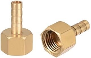 sourcing map Brass Hose Barb Fitting Connector, 6mm Barb G1/4 Female Thread Pipe Adapter, 2Pcs