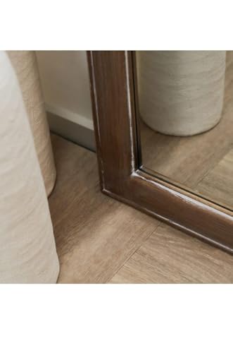 Image of Aafiyat Full Length White Washed Wood Arched Mirror Frame Full Body Mirror Frame for Living Room, Bedroom and Corner Finish Natural Wood Only Frame with Out Mirror No Glass (BROWN)