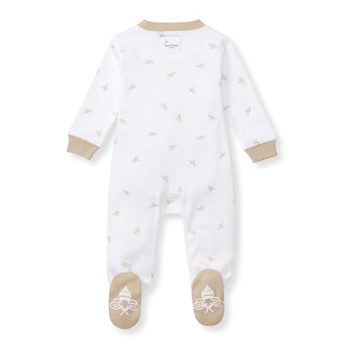 Image of Burt's Bees Baby unisex-baby Sleep & Play, Organic One-piece Romper-jumpsuit Pj, Zip Front Footed Pajama