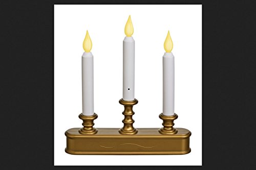 Good Tidings LED 3-Tier Window Christmas Candle Holder with Sensor, Antique Finish