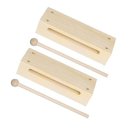 BESPORTBLE 2 Sets Wooden Percussion Instruments Block with Mallets Versatile Music Teaching Tool for Adults for Classroom Performance