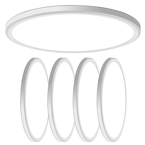 WKONCLDY 4 Pack 4700lm Super Slim 16 inch LED Ceiling Light 5000K for Bedroom Living Room Dining Room (White Four Pack)