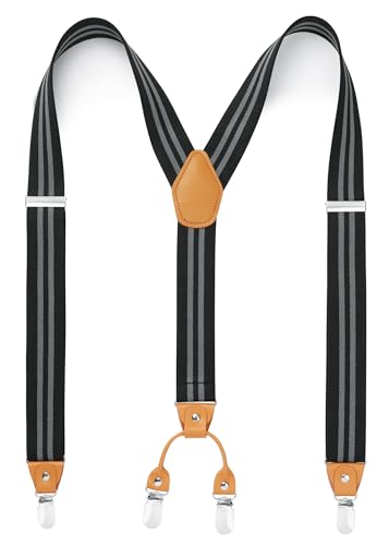 [HISDERN] メンズ サスペンダー 35mm Y型 ブラック サスペンダー ストライプ 作業用 大きいサイズ suspenders 吊りバンド さすぺんだー ビジネス ブランド X-01の商品画像（Amazon）