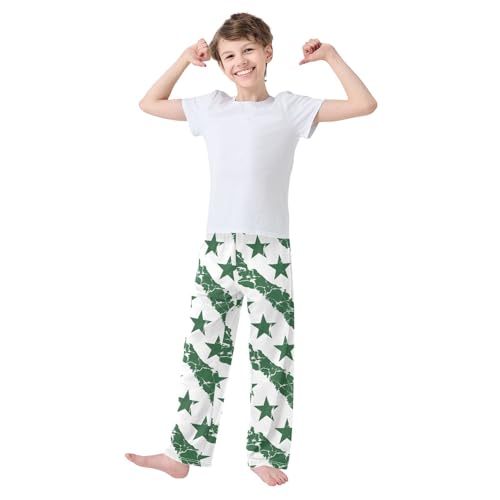 Pajama Pants Green Stars PJ Bottoms Sleepwear Lounge Sleep Pant with Pockets2