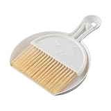 Desiumite Kehrschaufel und Besen Set aus Kunststoff für Haus- und Autoreinigung, kompaktes Kehrset mit Mini-Besen und Kehrschaufel, platzsparendes Design mit Loch zum Aufhängen, Weiß