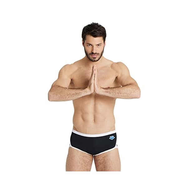 Arena Men's Standard Icons Swim Low Waist Short Solid, Black/White, 34