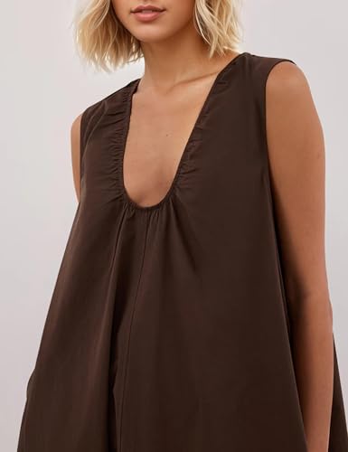 Women Flowy Maxi Dress Ruched Sleeveless Long Dress Vacation Fashion Summer Casual Loose Fit Sundress with Pockets2