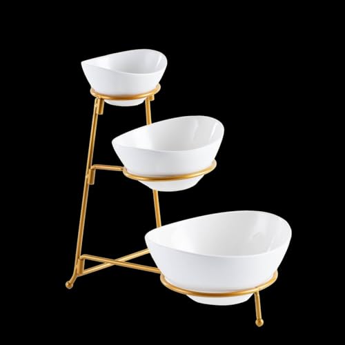 Vencier 3-Tier Serving Bowl Set – Elegant Food Display Stand for Snacks, Desserts, and Party Presentation (White/Gold) - Cosy Home Interiors Vencier 3-Tier Serving Bowl Set – Elegant Food Display Stand for Snacks, Desserts, and Party Presentation (White/Gold) - Image 2