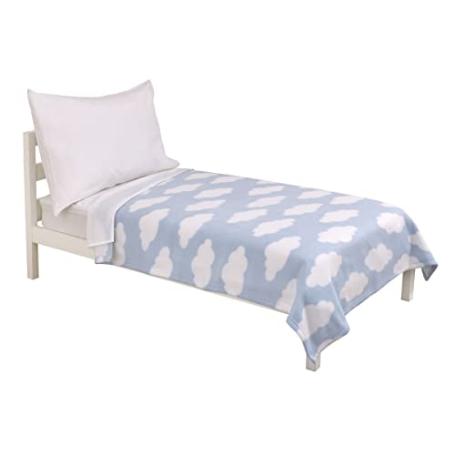 Image of NoJo Everything Kids Light Blue and White Cloud Super Soft Toddler Blanket