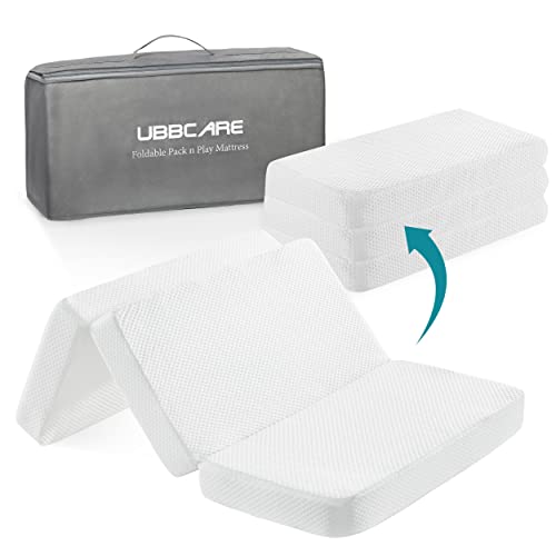 Image of UBBCARE Pack and Play Mattress, Portable Memory Foam Play Yard Mattress, 38 x 26 x 3 Inches Travel Mattress for Baby, Washable Cover & Storage Bag