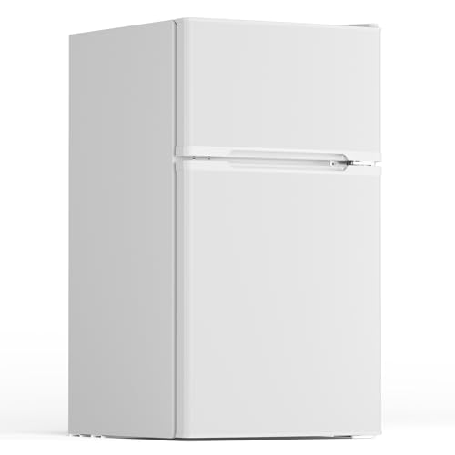 Electactic 3.1 Cu.Ft Small Fridge with Freezer, Compact Refrigerator with 2 Doors, Mini Fridge with Adjustable Removable Glass Shelves for Bedroom, Dorm, Office or Apartment,White by Electactic - Used condition - US$169.82