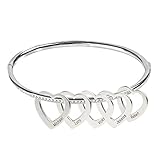 KRFITYA Personalized Bangle Bracelet, Customized 1-8 Heart Charms Bracelet Jewelry for Women Girls F