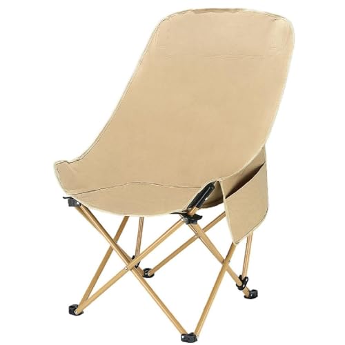 RUTREZOGO Portable Camping Chair – Folding Moon Chair with Cushioned Seat & Back, Lightweight Outdoor Rocking Chair with Carry Bag for Beach, Fishing, Picnic, Lawn & Patio, Khaki