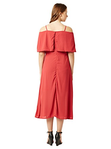 Image of Miss Chase Women's Pink Off Shoulder Midi Skater Dress
