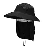 JISADER Sombrero para el solapa para el cuello, sombrero de malla, transpirable, de, gorra de verano, sombrero de pesca, sombrero de cubo, negro