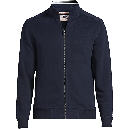 Lands' End Mens LS Serious Sweats Mock Full Zip Radiant Navy Regular