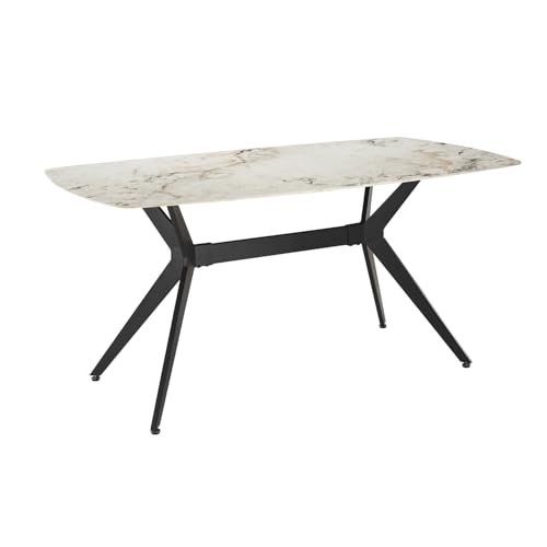 Image of Wakefit Baklava Dining Table - 6 Seater Marble Finish Top