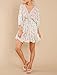 R.Vivimos Womens Summer Floral Dress 3/4 Sleeve Deep V Neck Boho Drawstring Backless Swing Mini Dress (Small, Beige)