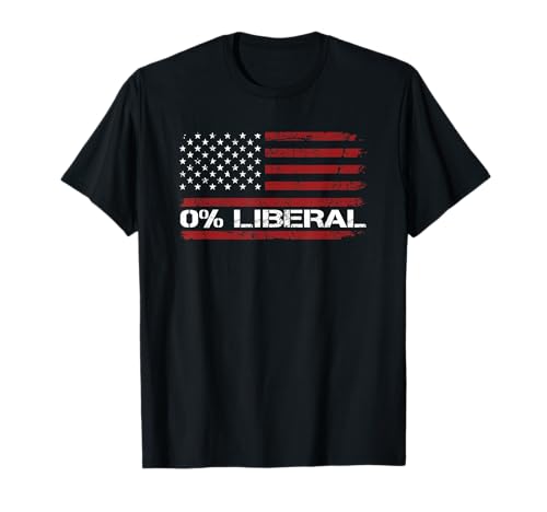 0% Liberal Zero Percent Anti Liberal - Red Republican Flag T-Shirt