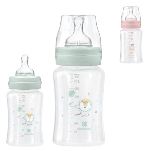 Kikkaboo Biberón PP 240ml Tetina Silicona Talla M Anticólico A partir de 3 Meses, colores:verde Kikkaboo Biberón PP 240ml Tetina Silicona Talla M Anticólico A partir de 3 Meses, colores:verde