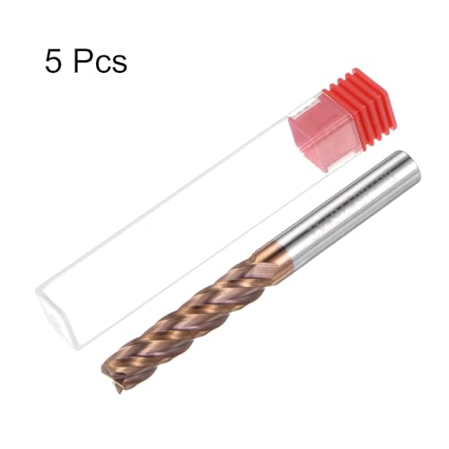 Image of HARFINGTON 5pcs Carbide Square End Mills 8mm (5 /16 inch) Dia 8mm (5 /16 inch) Shank 75mm (3 inch) Extra Long HRC55 TiSiN Coated Micro-Grain Tungsten Carbide 4 Flutes Milling Bit Cutter