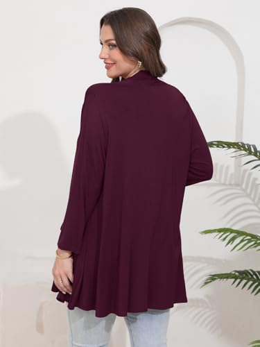 Image of BELAROI Plus Size Lightweight Cardigan Sweaters for Women Casual Open Front 3 /4 Sleeve Cover Up