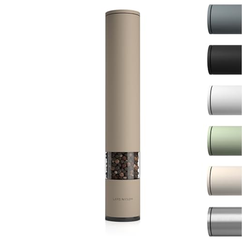 LARS NYSØM Molinillo de Sal y Pimienta Manual Grande (28,8cm) con Mecanismo de Cerámica Ajustable de Grueso a Fino I Molinillo de Especias de Diseño 1 Pieza (Taupe Brown)