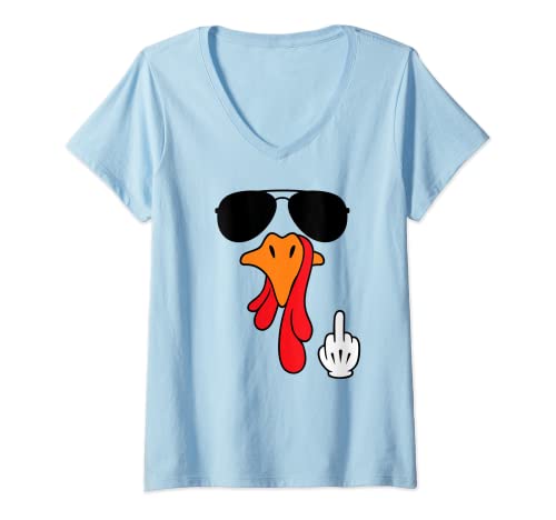 Donna Every Thanksgiving I Give My Family the Bird Funny Turkey Maglietta con Collo a V