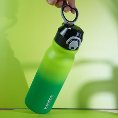 Image of BJPKPK 25 oz Insulated Water Bottle, Straw, Handle, Stainless Steel Flask | Leak Proof Locking Lid, Thermal, Double Wall Vacuum, Keeps Hot /Cold, Dishwasher Safe, Travel & Sports, Bamboo Grove