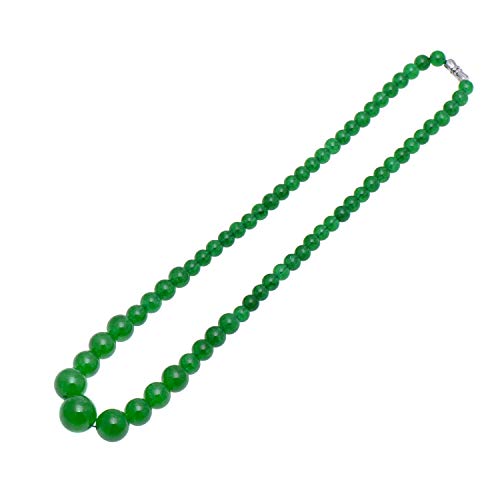 Paialco Women's Graduated Necklace Strand Chalcedony Emerald Green Beads 6-14Mm, 18 Inches #TOP2
