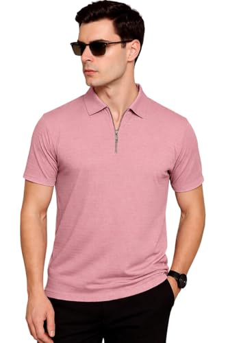 Image of Preneum Men's Polo T‑Shirt | Comfortable Rich Polycotton, Band Collar, Regular Fit | Stylish & Premium All Day Wear (Available in Plus Sizes)