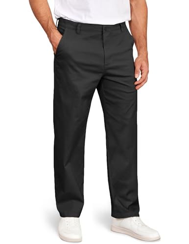 COOFANDY Men's Chinos Pants Straight Fit Lightweight Khaki Pants Casual Flat Front Dress Pants Black