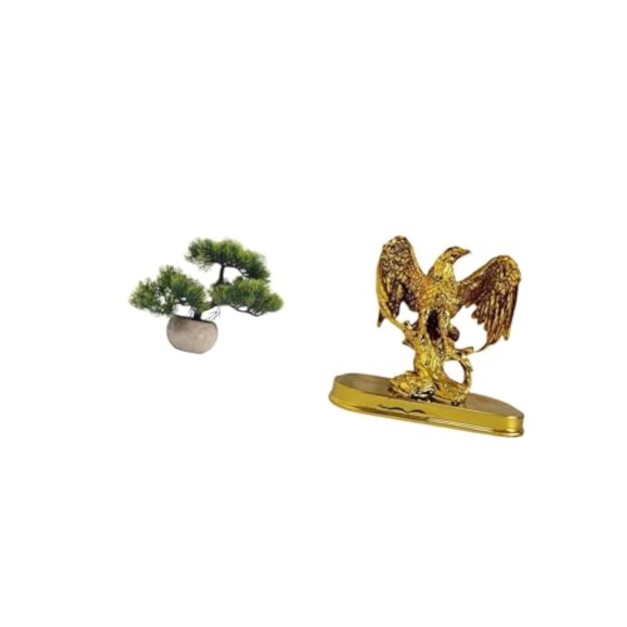 Artificial Bonsai Tree with Animal Sculpture Decor