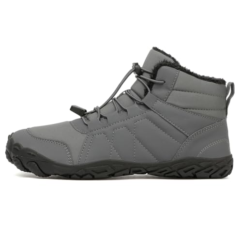 Image of HiGropcore Barefoot Snow Boots for Women Men, Warm Fur Lined Water Repellent Winter Barefoot Shoes, Wide Toe Box Lightweight Outdoor Ankle Boots