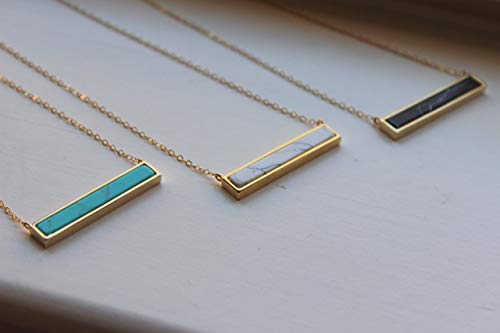 Gold Bar Necklace, Bar Jewelry, Marble Necklace, Marble Jewelry, White Howlite, Turquoise, Black Howlite, 14K Gold Filled Chain, Christmas Gift, Stone Bar Necklace, Marble Bar Necklace #TOP4