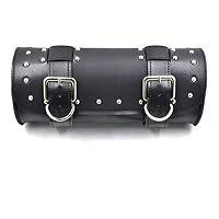 Sacoche De Fourche Moto En Cuir PU Vintage – Grande Capacité, Sac à Outils Multifonction, Style Classique Noir + Marron Pour Longs Trajets
