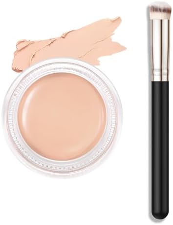 Kaely Cream Pot Concealer Full Coverage Makeup Set, Under Eye Brightener Color Correcting Concealer for Dark Circles, Waterproof Foundation Palette with Brush, Eye Ring Corrector de ojeras, 07