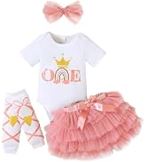 Fifiilyty Baby Girl 1st Birthday Outfit: Printed One-Piece Top + Ballet Skirt + Headband