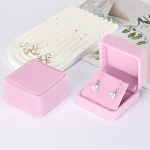KUKUVR 2 Pcs Velvet Jewelry Dangle Earring Gift Box for Women (PINK) - Image 5