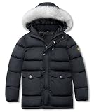 maoo garden Boys Puffer Winter Coats Kids Fake-Down Heavyweight Jacket Waterproof Fur Hooded Parka B