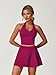 ABOCIW Tennis Sets for Women Outfit with Shorts V Neck Halter Tank Top Built in Bra High Waisted Skirt Skort Workout Sets Athletic Dress Berry Small